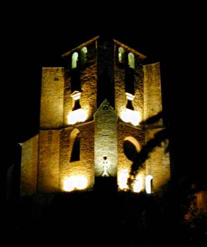 Cassagnes Begonhes - The church tower by night.