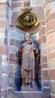 Detail of statue on the exterior of the old Jesuit college chapel in Rodez
